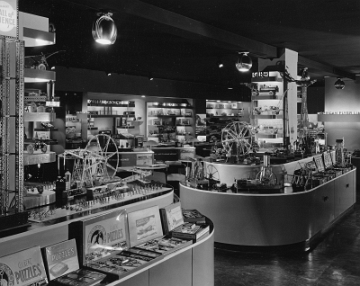Photo of the wholesale toy division on the third floor. A view in the opposite direction is included in the second Bruce Manson article cited on the New York Hall of Science page.