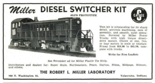 Miller Ad from Model Railroader - January 1950