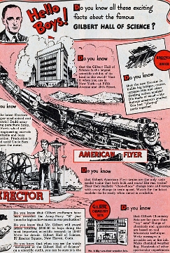 Mechanix Illustrated - December 1945. Same ad also appeared in Popular Science of that same month. It is interesting to note that the train set pictured appears to contain S gauge cars. In fact the consist of the K5 set is what was found in the 4619 set cataloged in 1946. - Courtesy of Daryl Olszeski